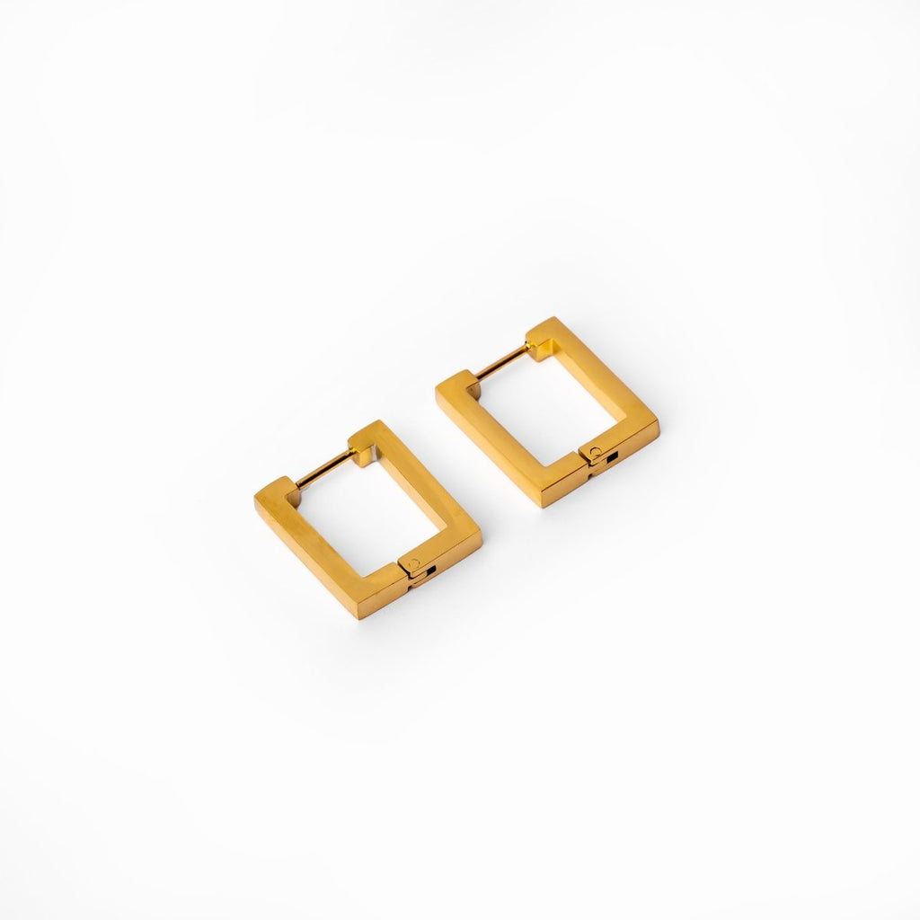 Leonor Square Hoop Earrings, 18K Gold Plated