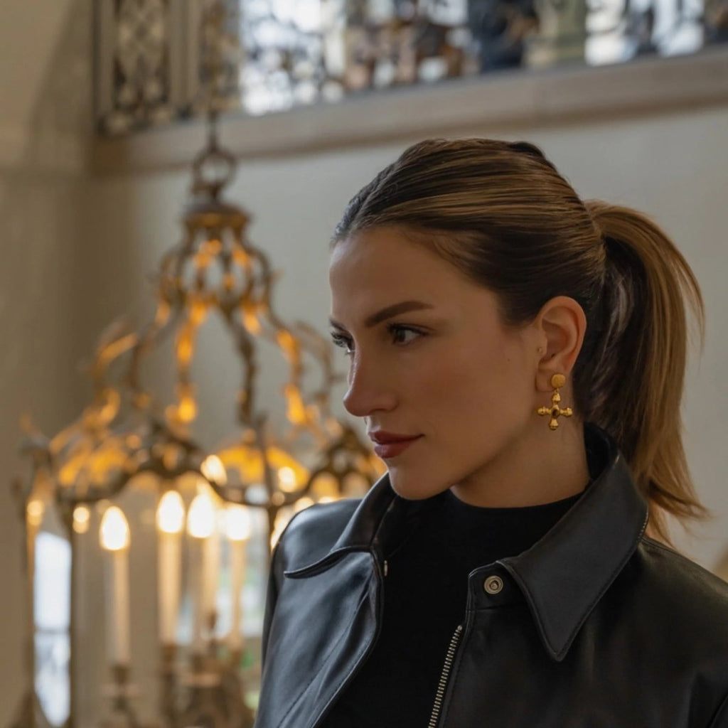 Tiger Eye Earrings Plated in 18k Gold