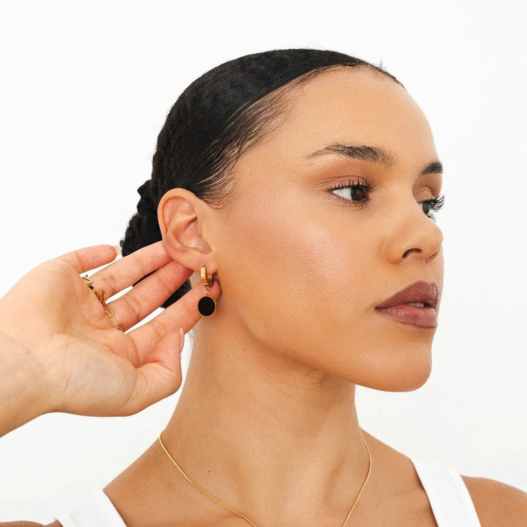 Noir Pendant Earrings Plated in 18k Gold