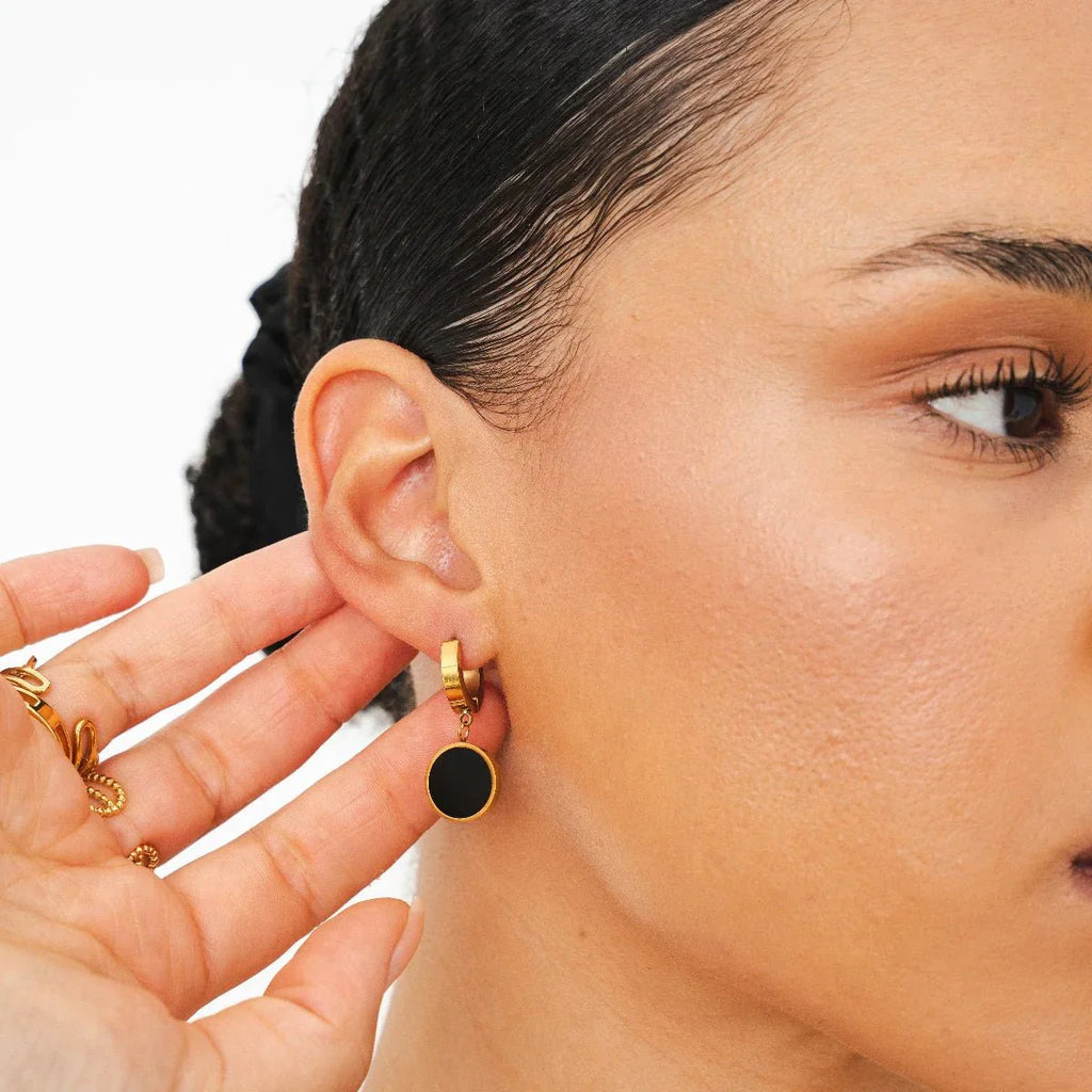 Noir Pendant Earrings Plated in 18k Gold