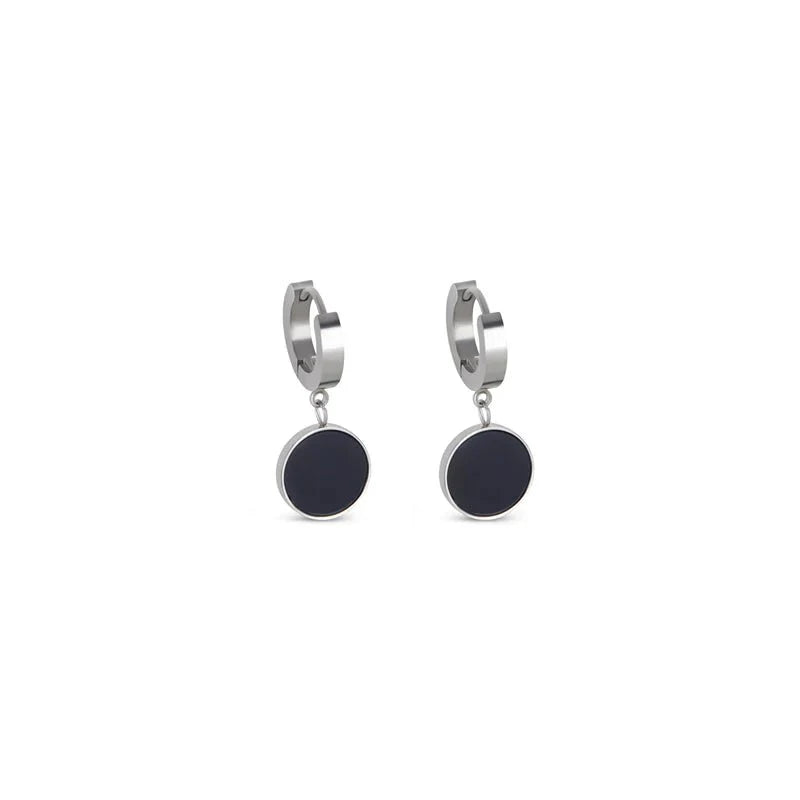 Noir Pendant Earrings - Silver