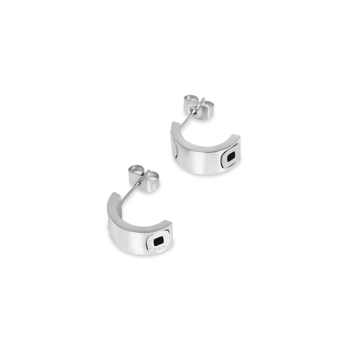 Square Charm Earrings - Silver