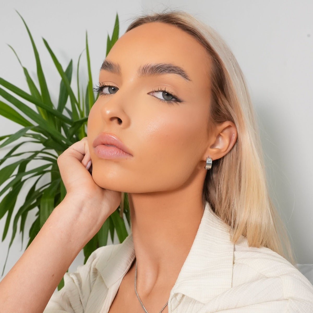 Square Charm Earrings - Silver