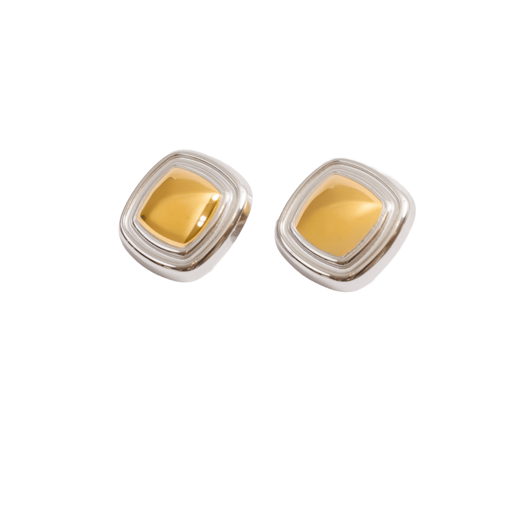 Lumière Square Earrings with a Mix of Gold and Silver Plating