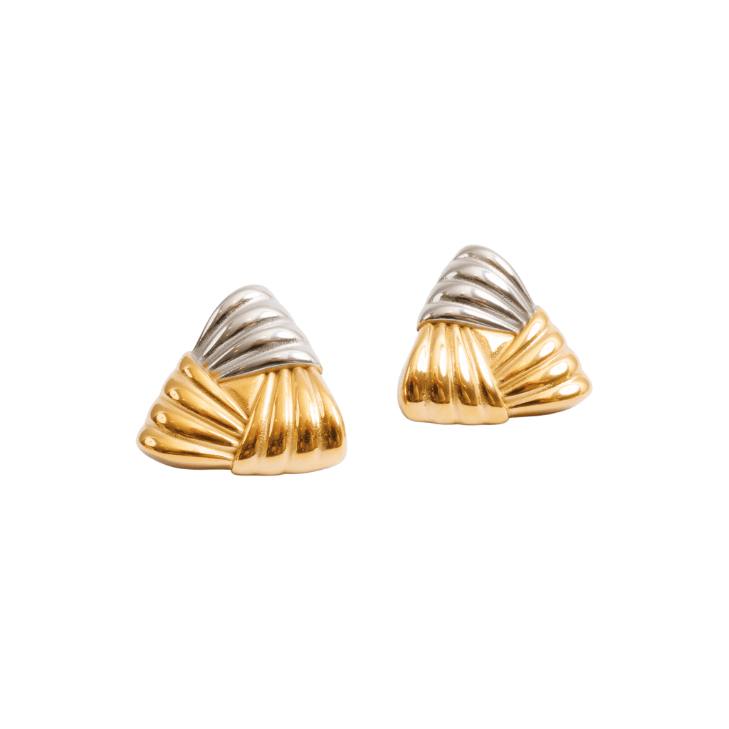 Triad Shine Earrings with a Mix of Gold and Silver Plating