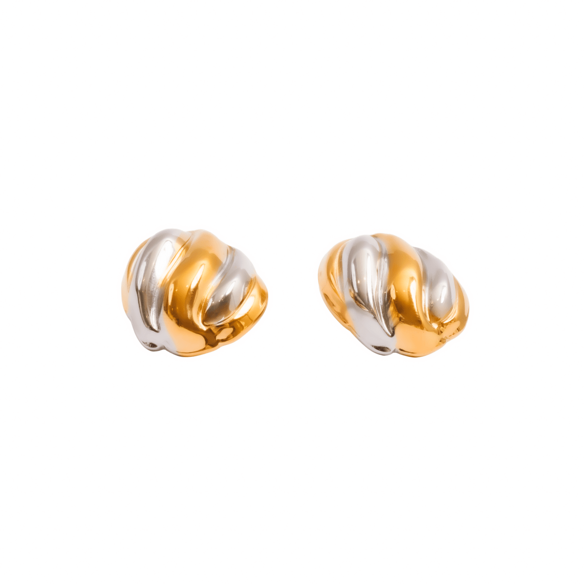 Twist Essence Earrings with a Mix of Gold and Silver Plating