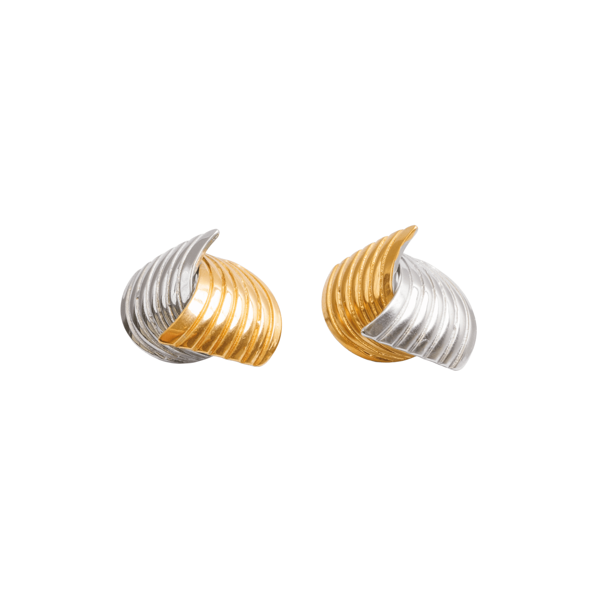 Wave Motion Earrings with a Mix of Gold and Silver Plating