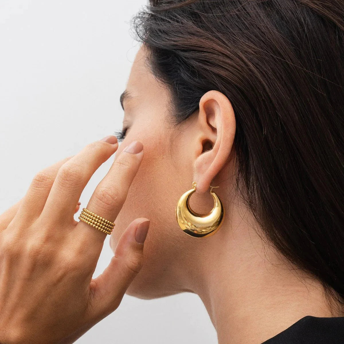 Bold Eva Hoop Earrings Plated in 18k Gold