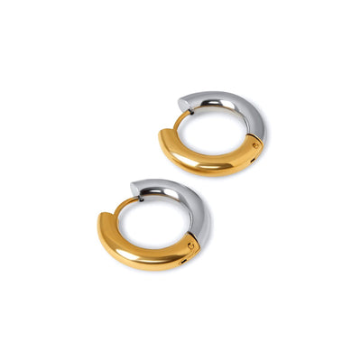 18k Gold Plated Hoop Earrings with Contrast Detail