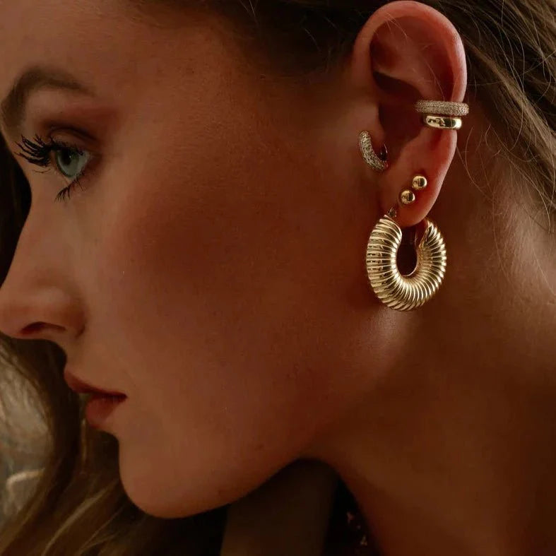 Bold Ziza Hoop Earrings Plated in 18k Gold