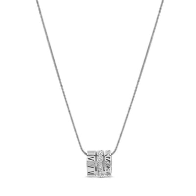 Triple Hoop Necklace with Roman Numerals - Silver