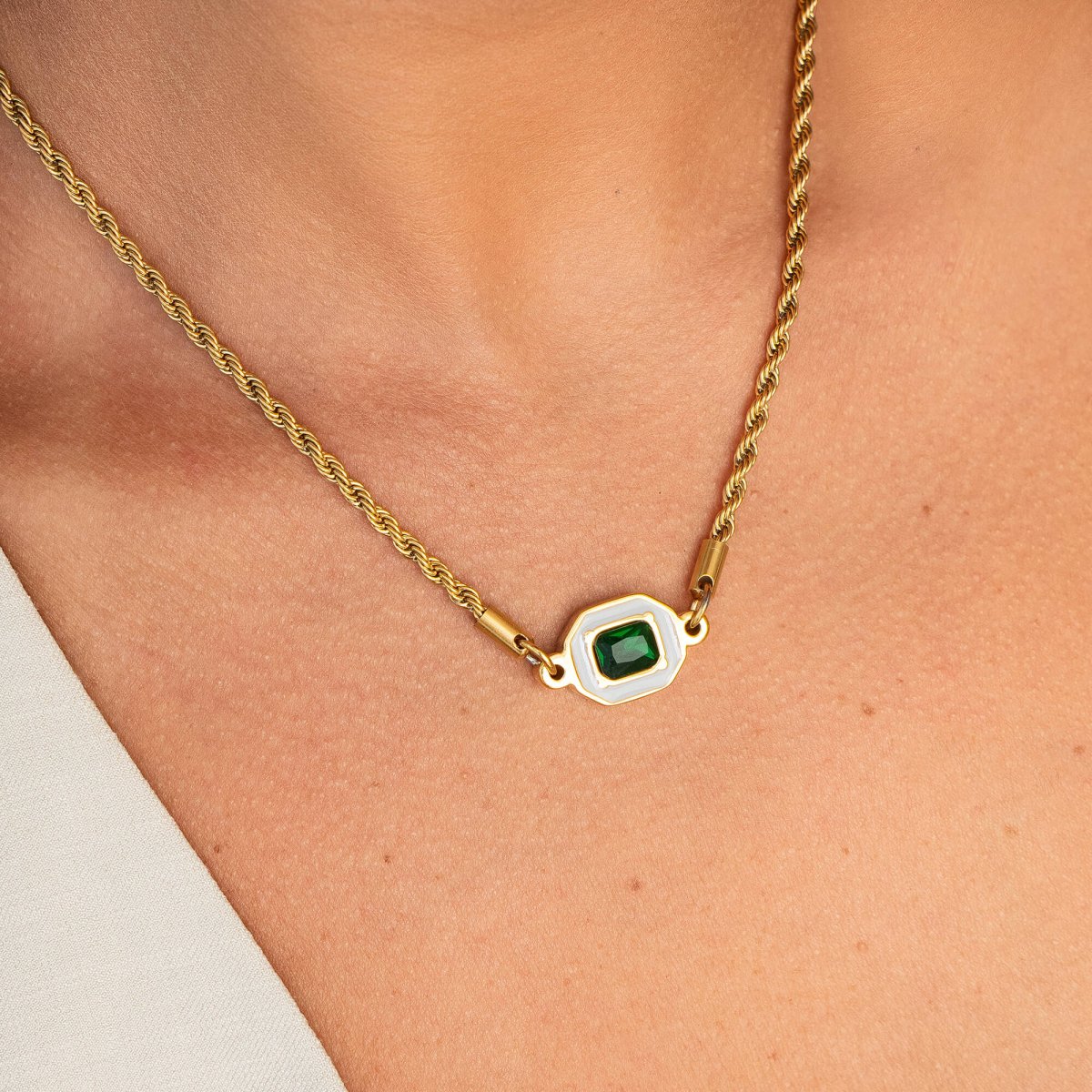 Emerald Aura Necklace Plated in 18K Gold