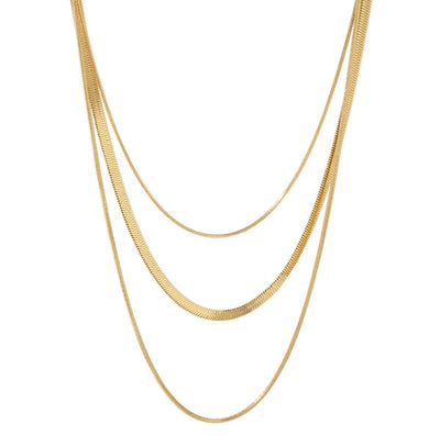 Celina Trio Layered Mesh Necklace Plated in 18K Gold