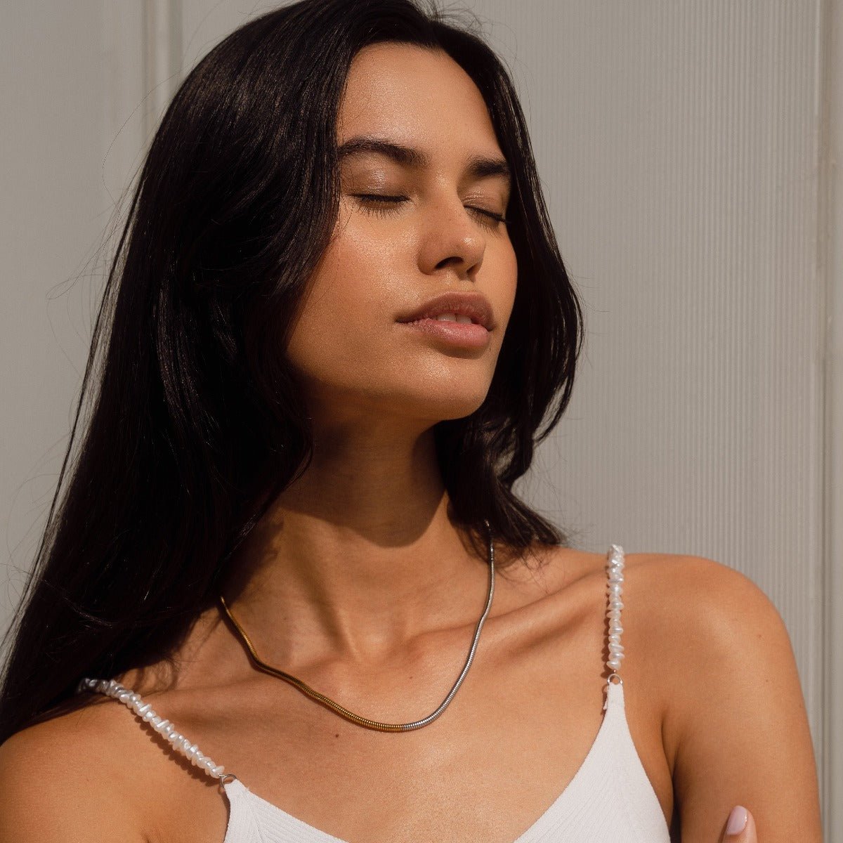 Gold Plated 18K Mesh Contrast Necklace