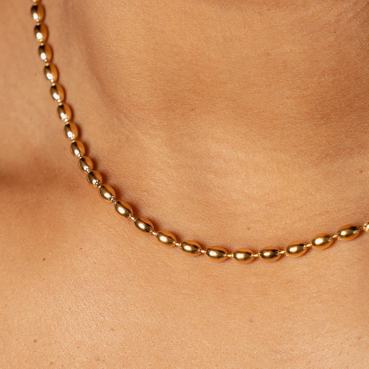 Necklace with Beads, 18K Gold Plated
