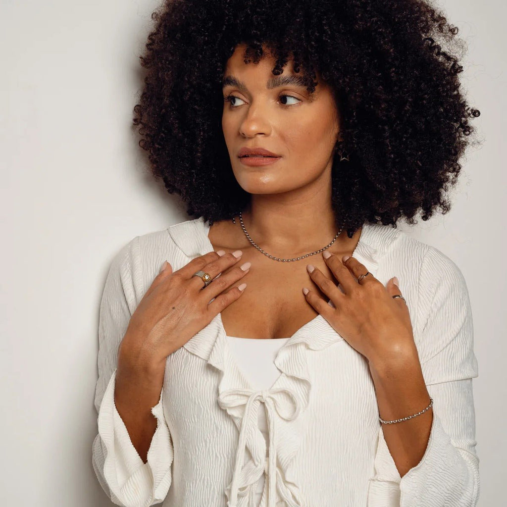 Beaded Chain Necklace - Silver