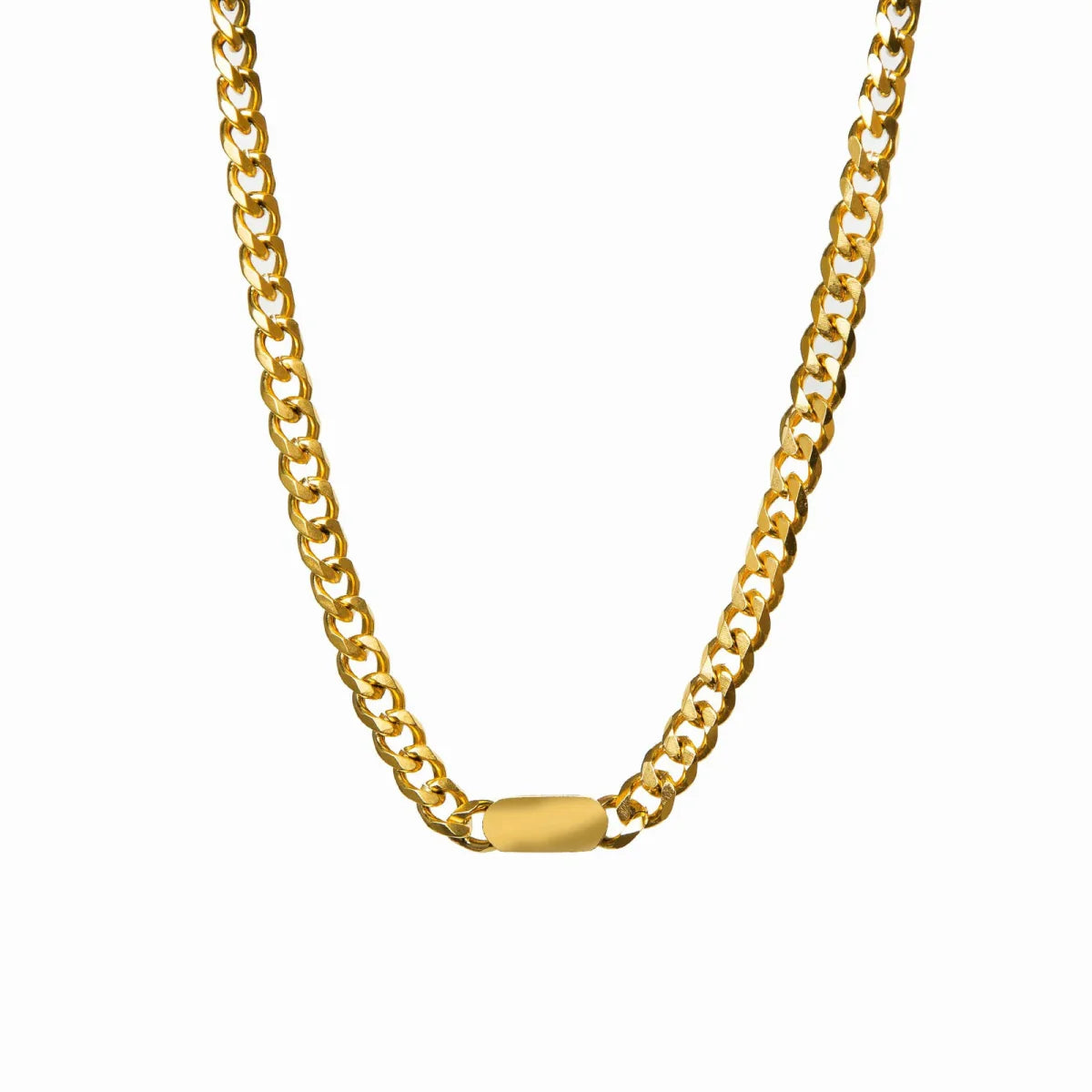 Minimalist Rectangular Pendant Necklace with Chain, 18K Gold Plated
