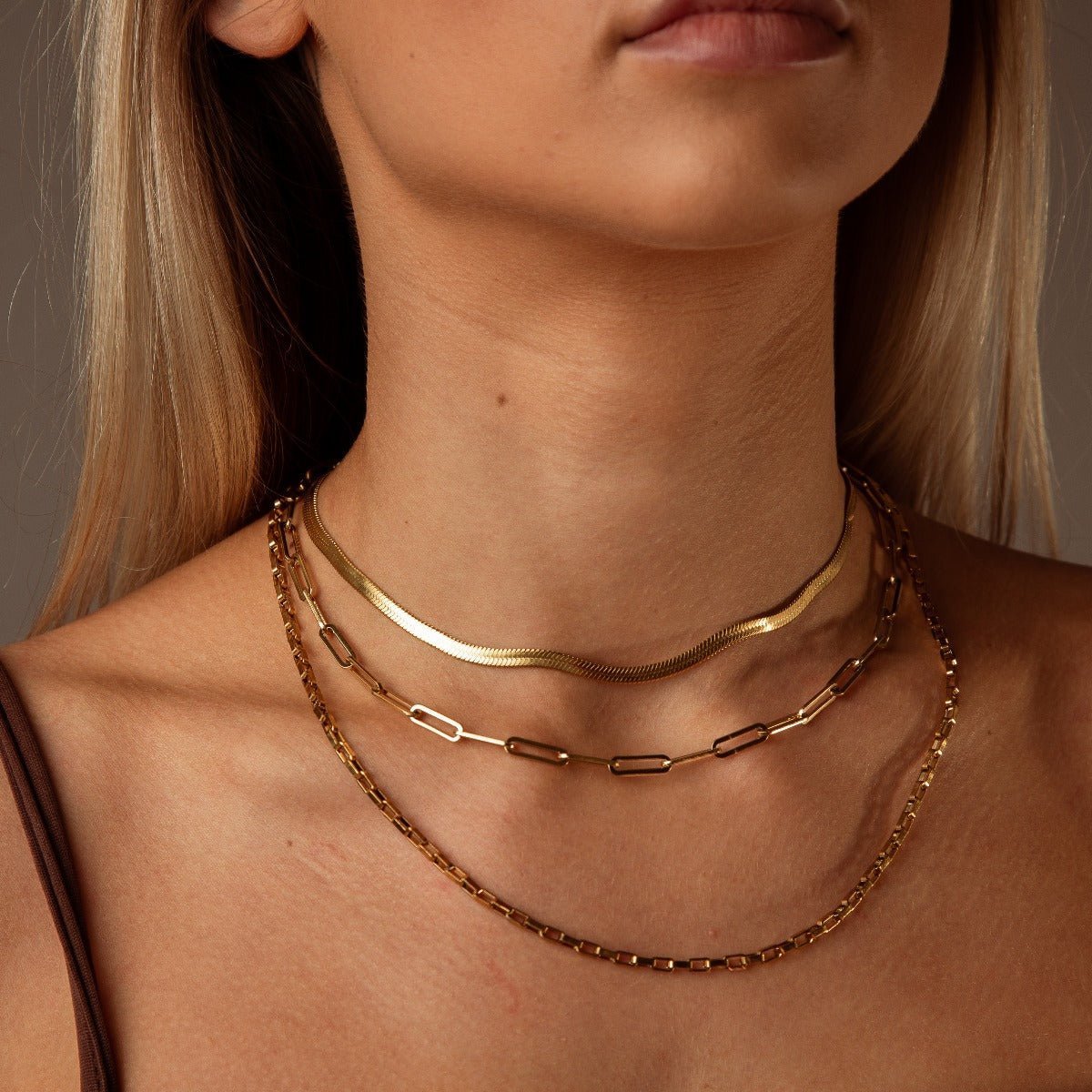 Celina Link Necklace with 18K Gold Plated Chain