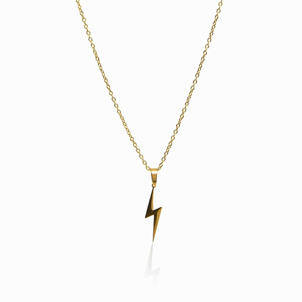 Energy Necklace with Lightning Bolt Pendant, 18K Gold Plated