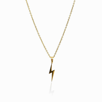 Energy Necklace with Lightning Bolt Pendant, 18K Gold Plated