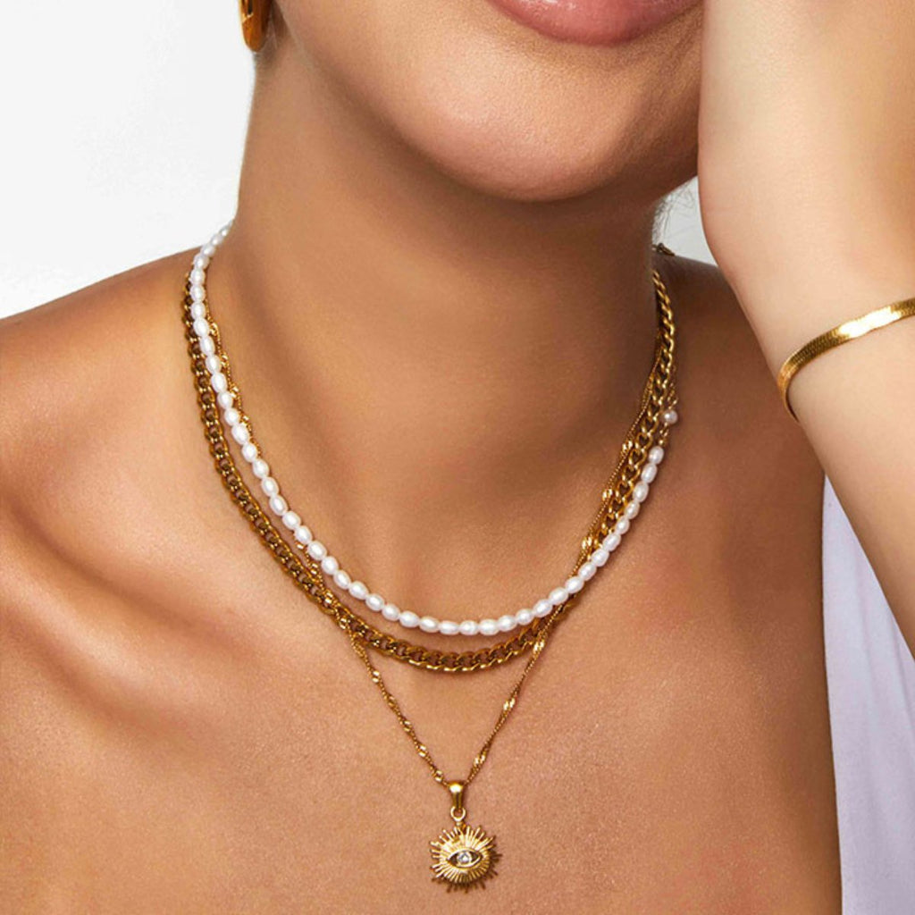 Eye Necklace Plated in 18K Gold