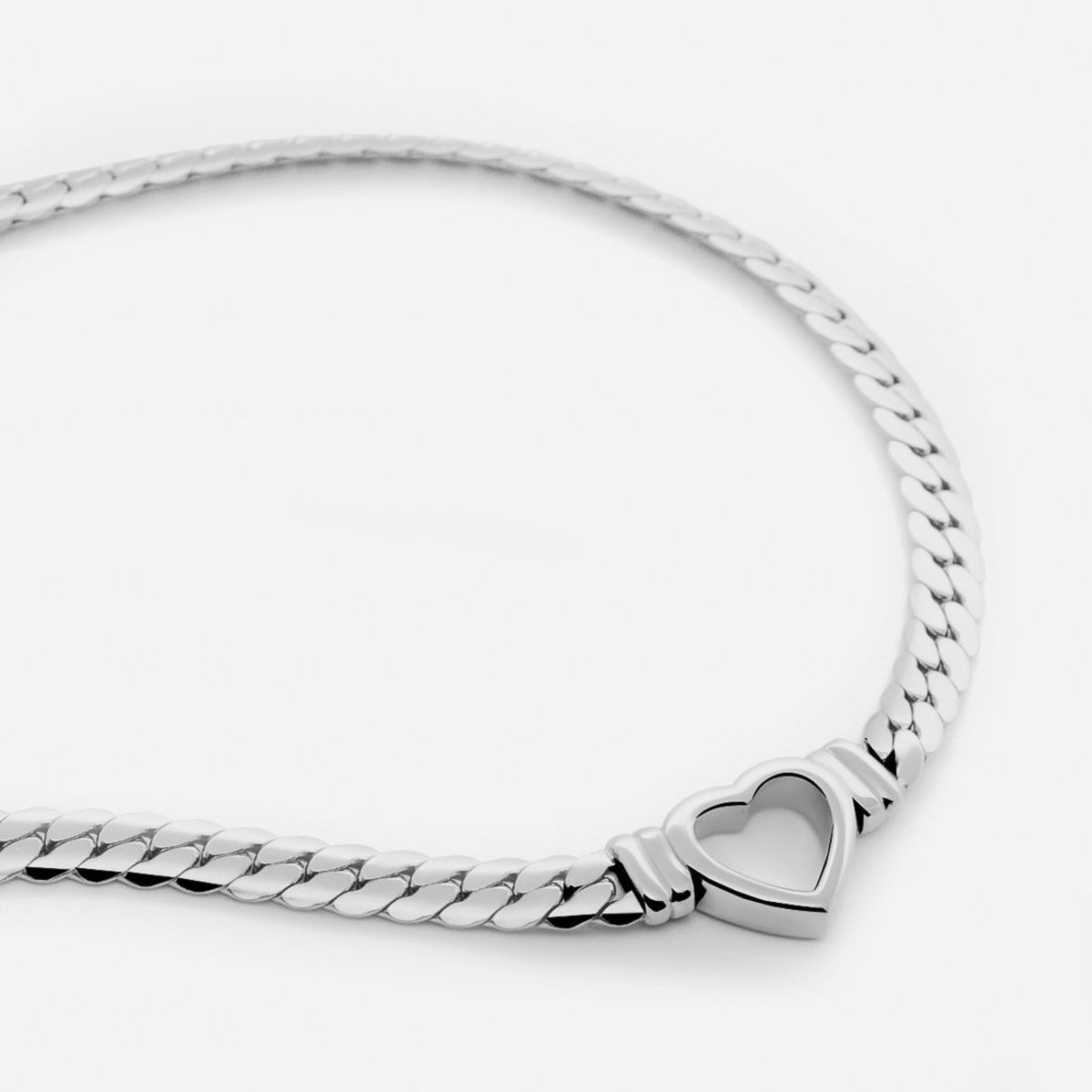 Minimalist Heart Choker Necklace - Silver