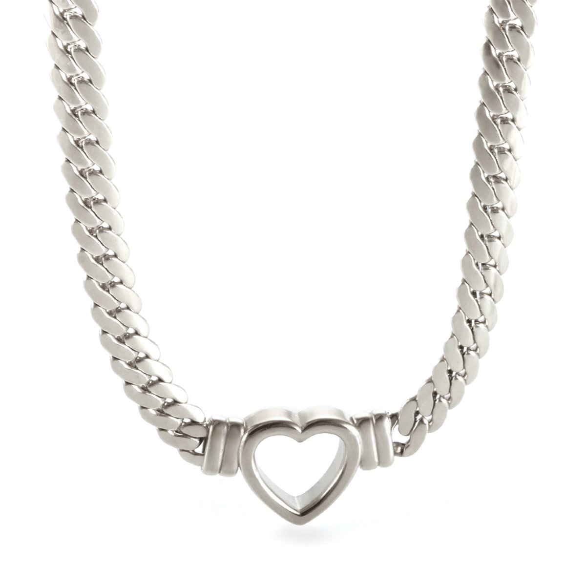 Minimalist Heart Choker Necklace - Silver