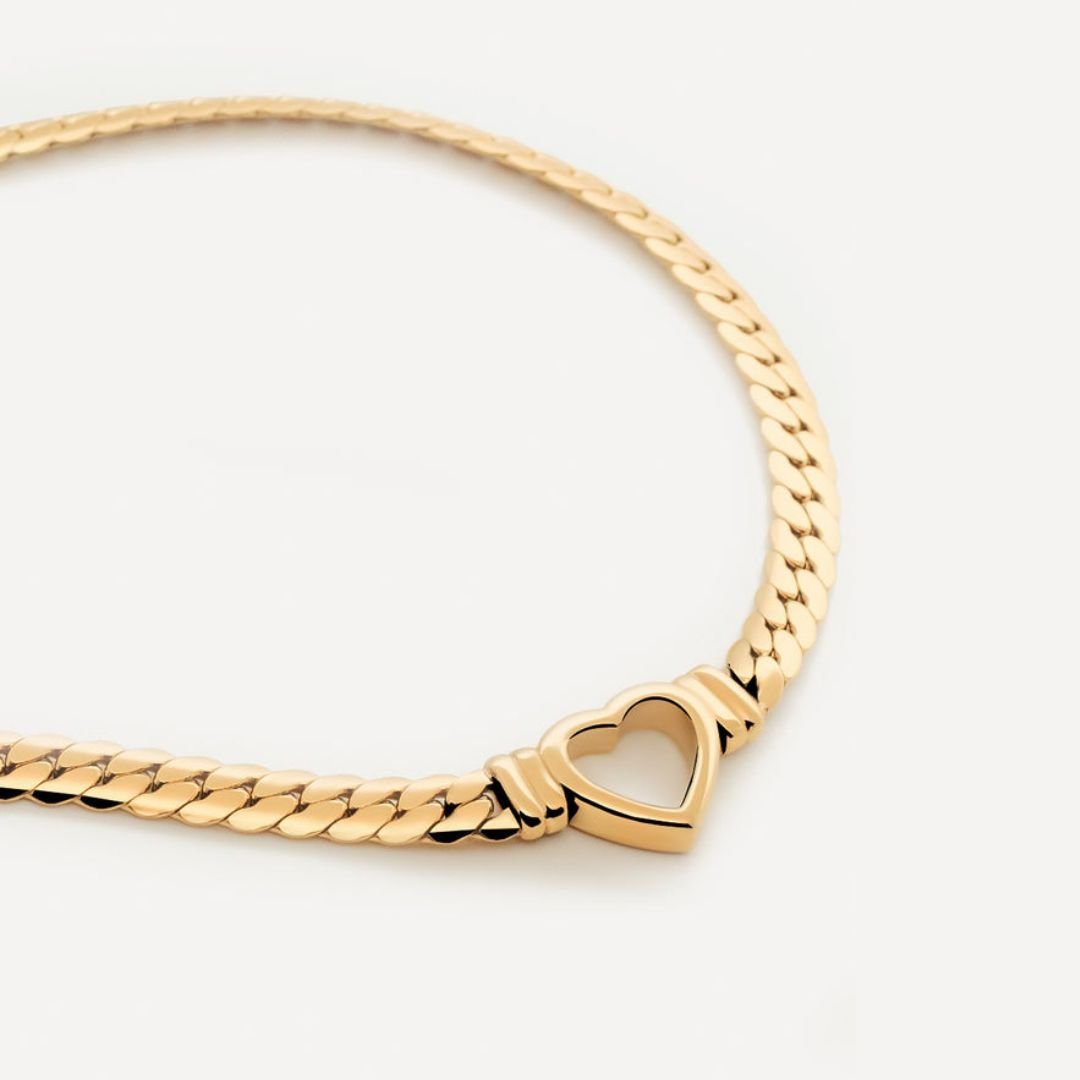 Minimalist Heart Choker Necklace Plated in 18K Gold
