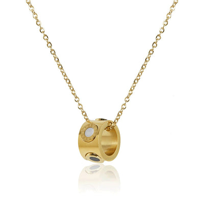 Rotating Necklace with Roman Numerals, 18K Gold Plated