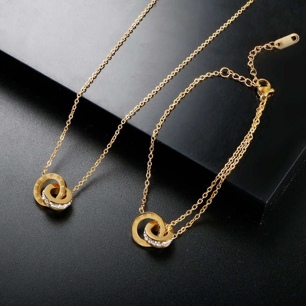 Imperial Necklace with Cubic Zirconia Stone, 18K Gold Plated