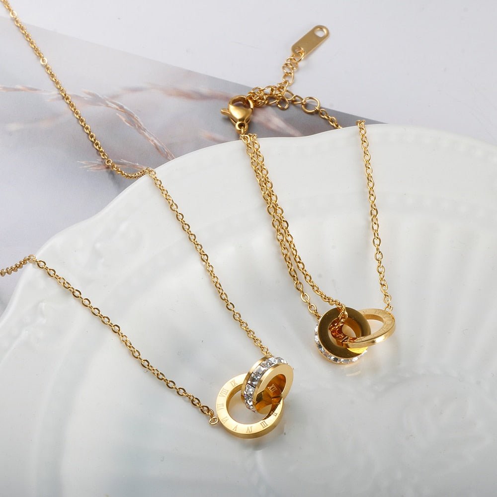 Imperial Necklace with Cubic Zirconia Stone, 18K Gold Plated
