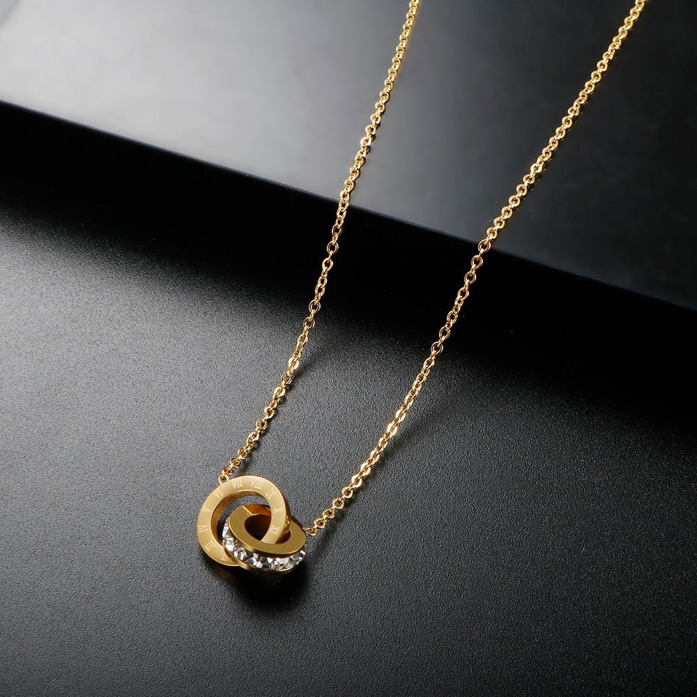 Imperial Necklace with Cubic Zirconia Stone, 18K Gold Plated