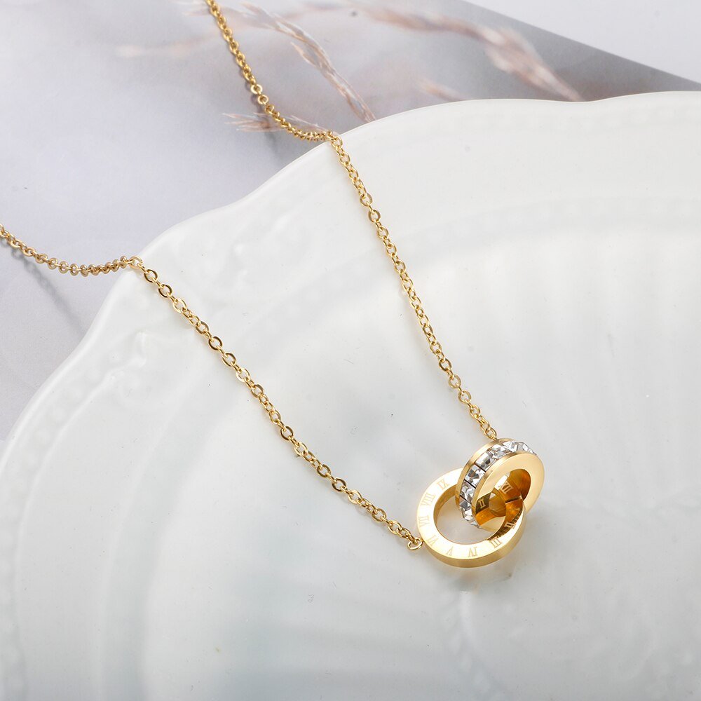 Imperial Necklace with Cubic Zirconia Stone, 18K Gold Plated