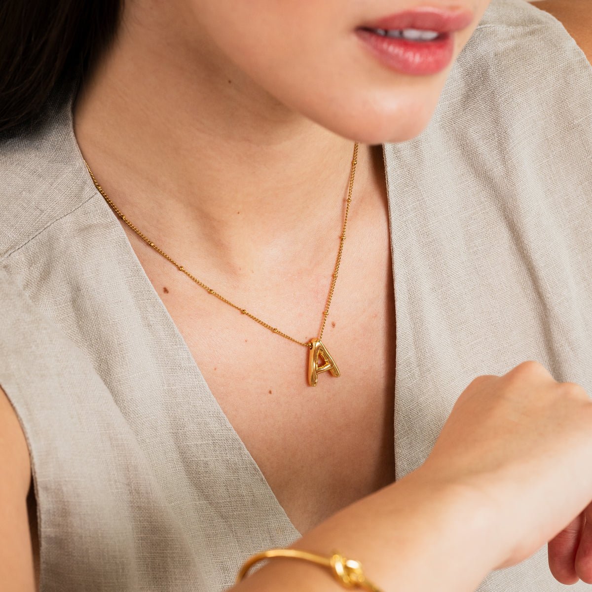 Bold Initial Letter Necklace Plated in 18K Gold