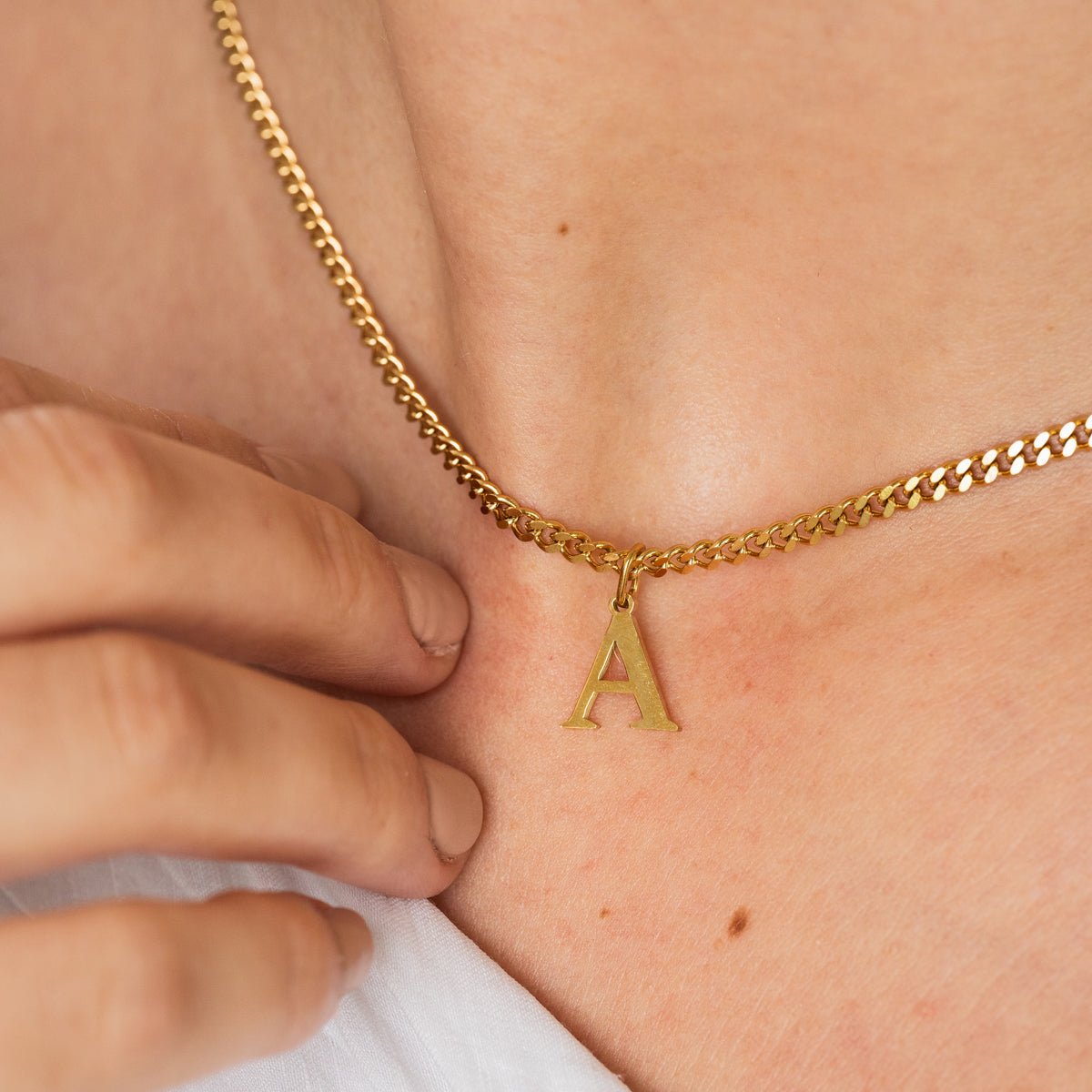 Initial Letter Chain Necklace Plated in 18K Gold