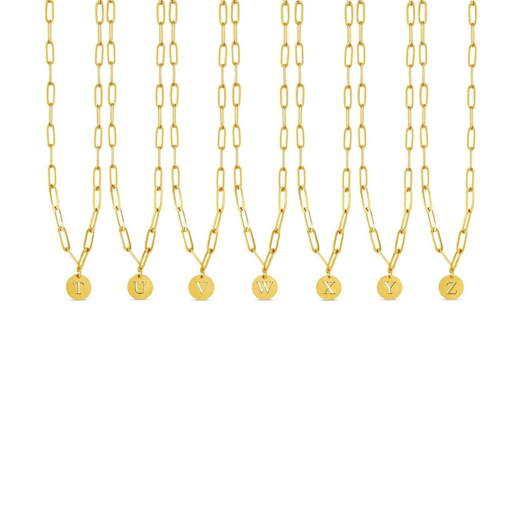 Initial Letter Clip Chain Necklace, 18K Gold Plated
