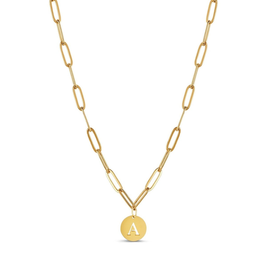 Initial Letter Clip Chain Necklace, 18K Gold Plated