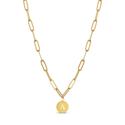 Initial Letter Clip Chain Necklace, 18K Gold Plated