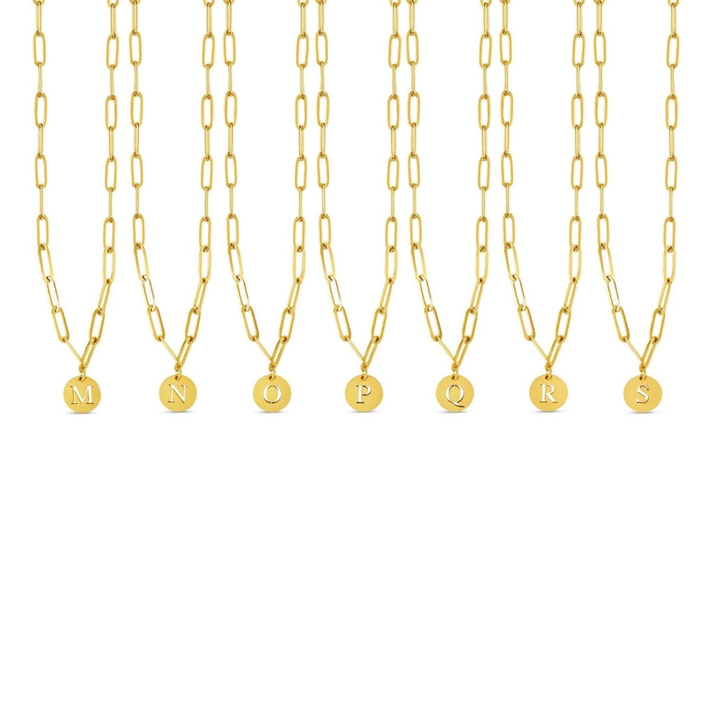 Initial Letter Clip Chain Necklace, 18K Gold Plated