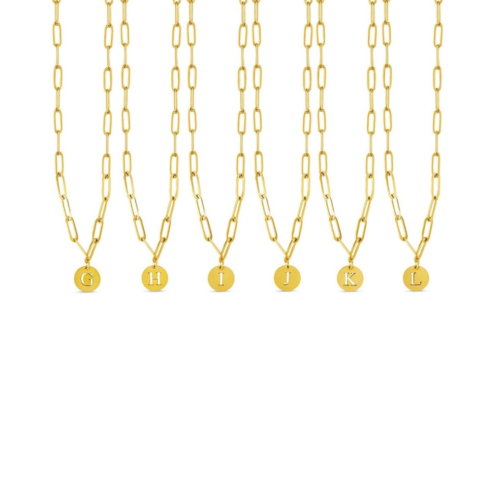 Initial Letter Clip Chain Necklace, 18K Gold Plated