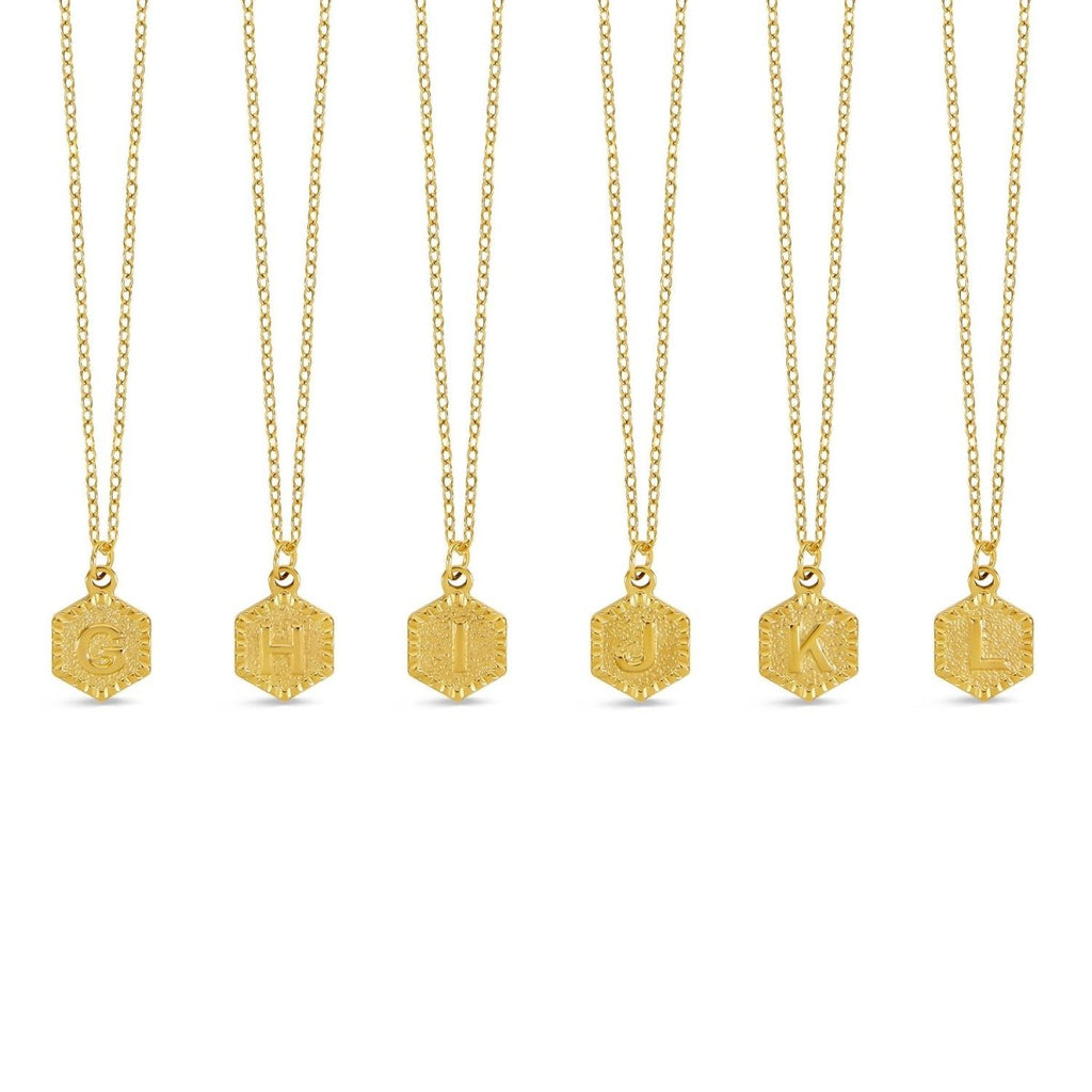 Initial Letter Necklace Hex Plated in 18K Gold