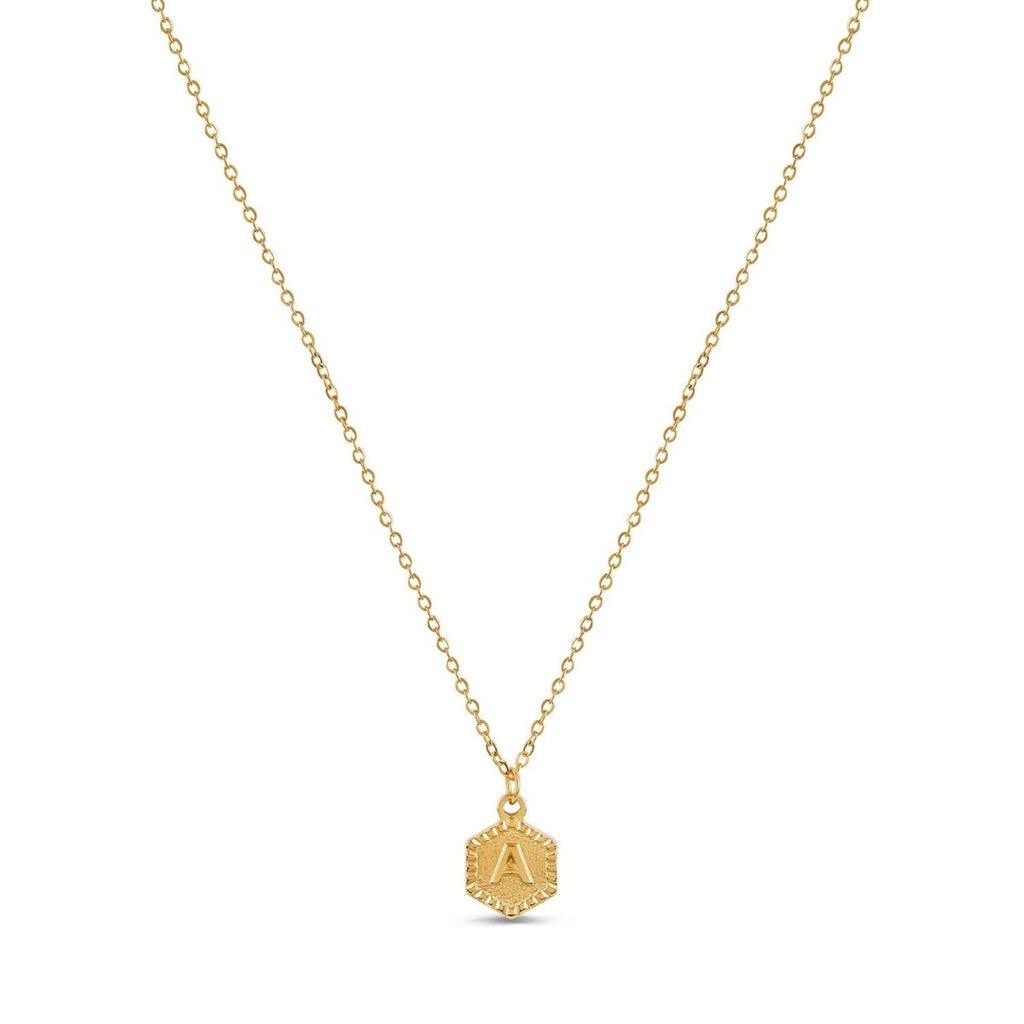 Initial Letter Necklace Hex Plated in 18K Gold