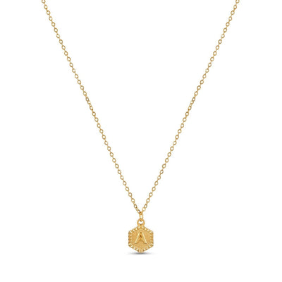 Initial Letter Necklace Hex Plated in 18K Gold