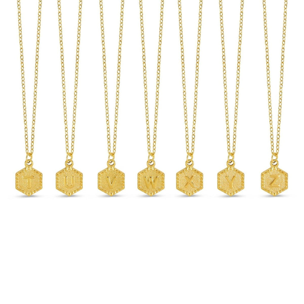 Initial Letter Necklace Hex Plated in 18K Gold