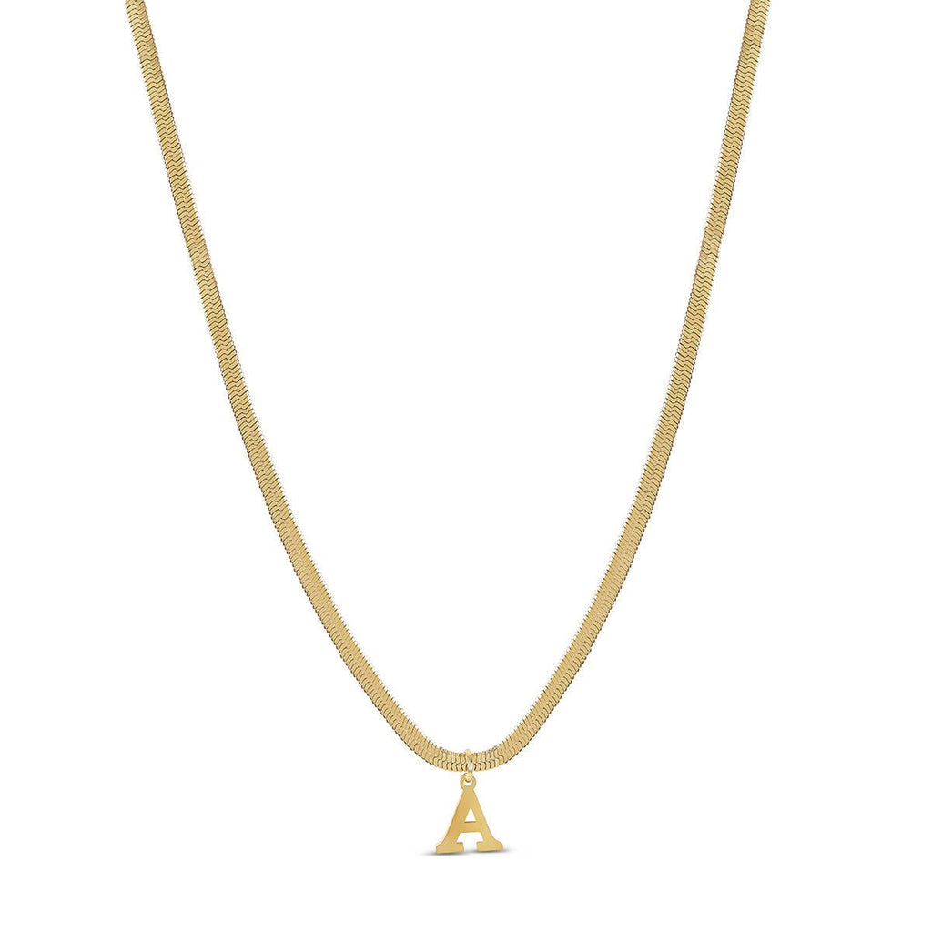 Initial Letter Necklace, Mesh Design, 18K Gold Plated