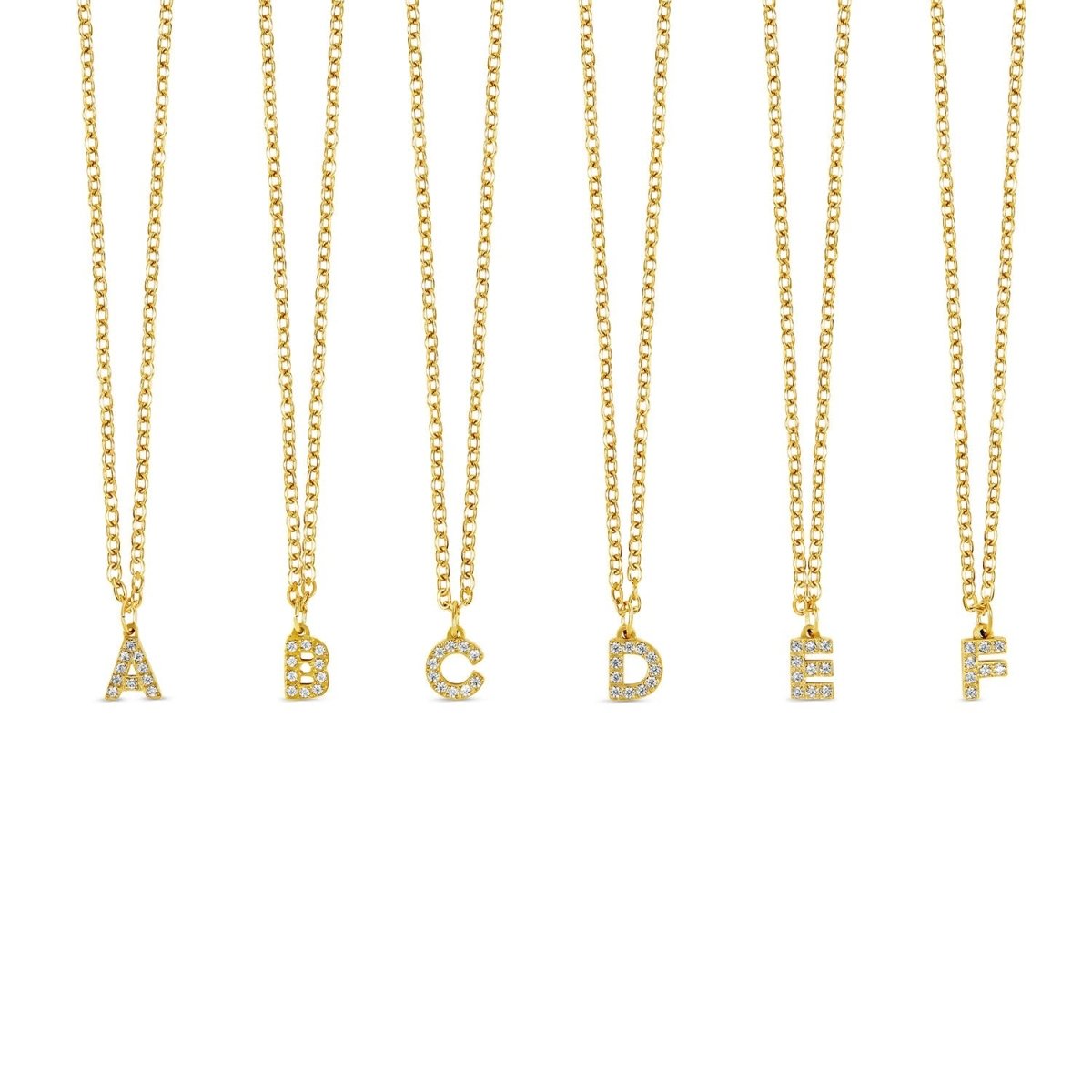 Initial Letter Necklace with Stone, 18K Gold Plated