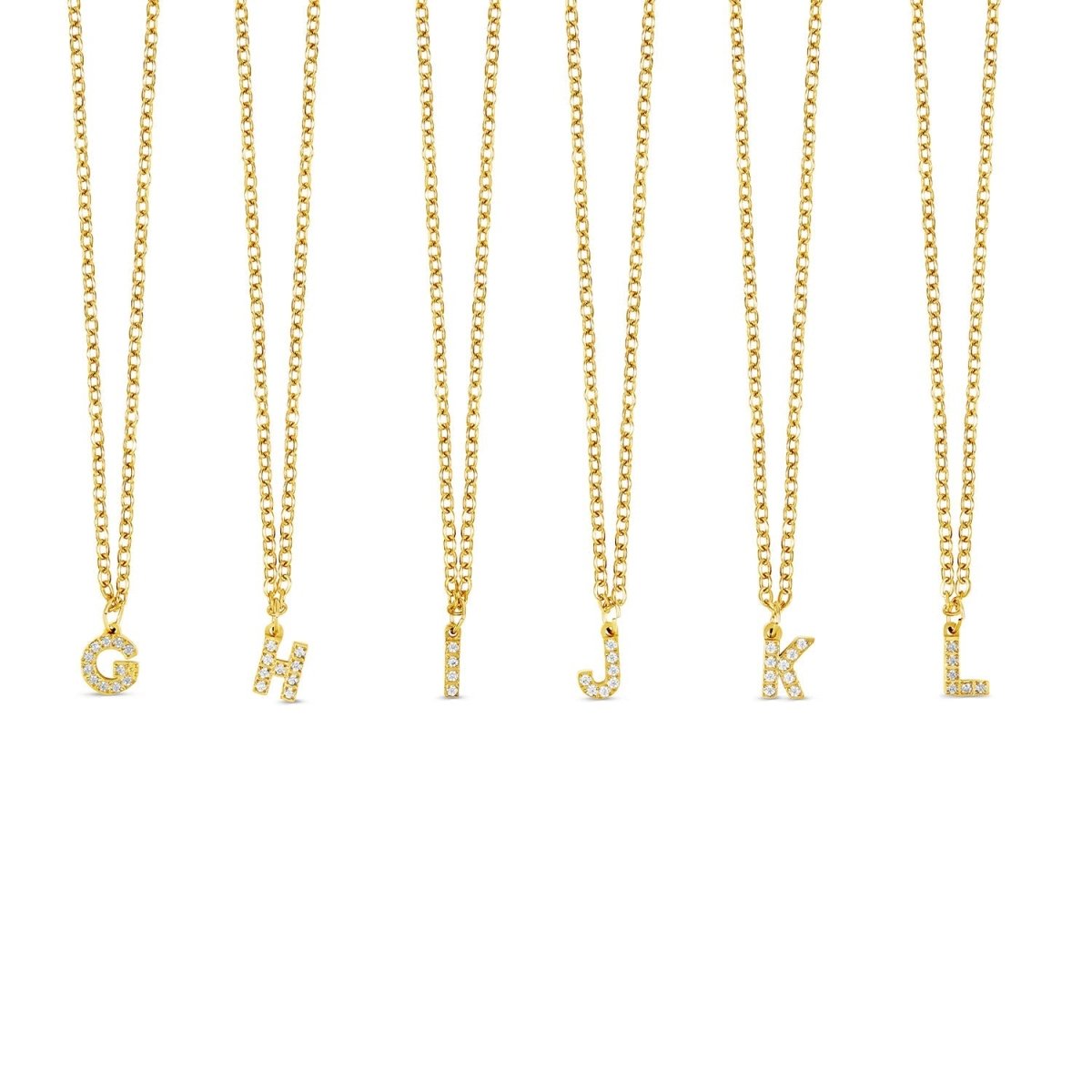 Initial Letter Necklace with Stone, 18K Gold Plated