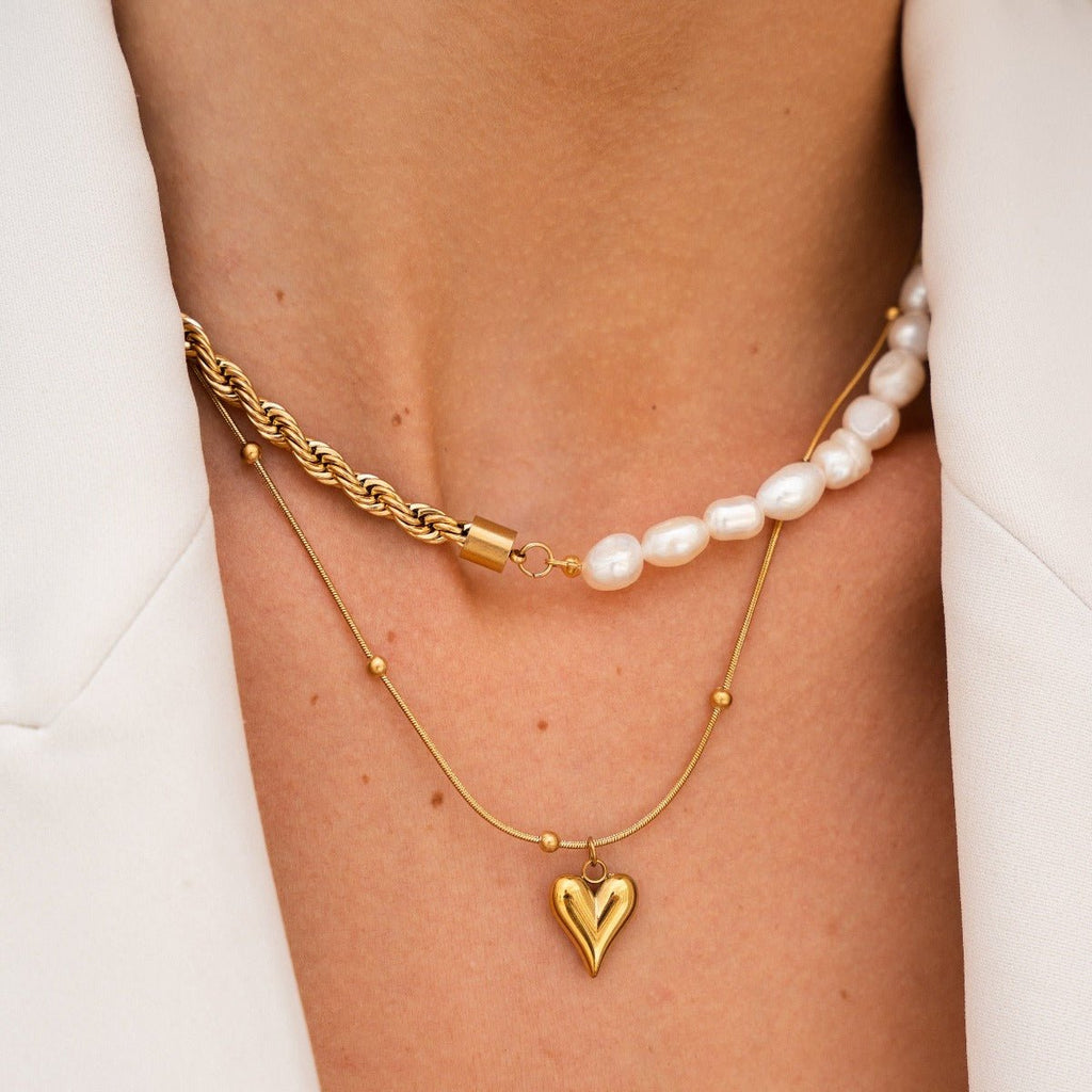 Life Love Heart Necklace, 18K Gold Plated