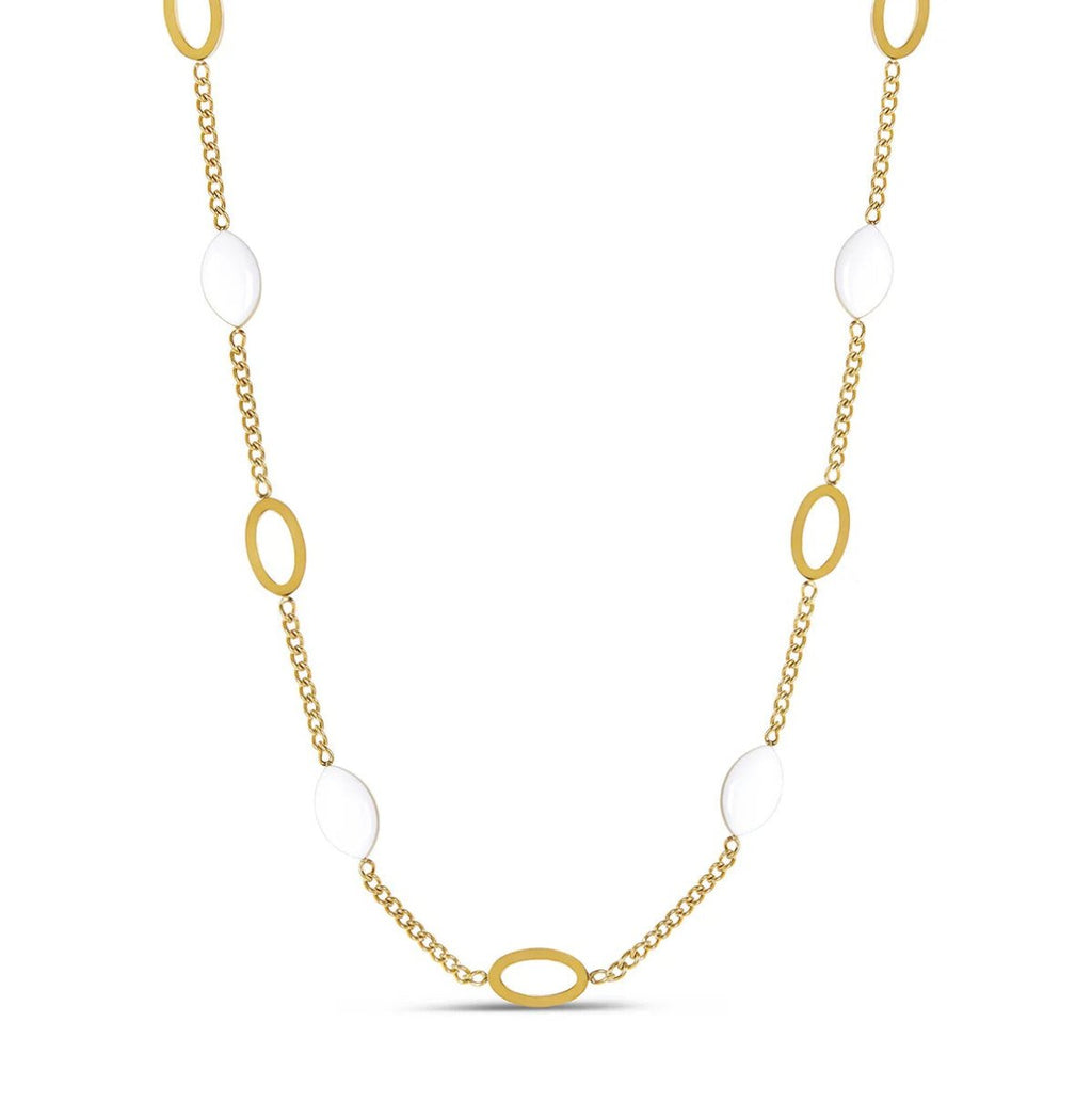 Angellica Oval Pendant Necklace, 18K Gold Plated