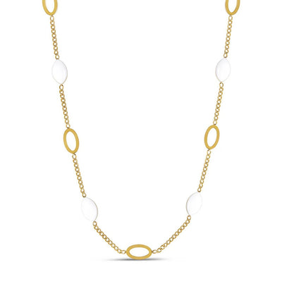 Angellica Oval Pendant Necklace, 18K Gold Plated